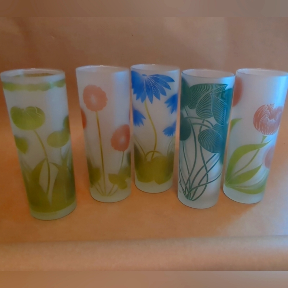 Set of five MCM frosted glass Horchow collection